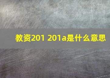 教资201 201a是什么意思